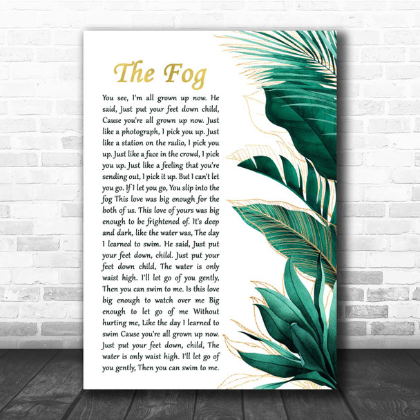 Kate Bush The Fog Gold Green Botanical Leaves Side Script Song Lyric Print