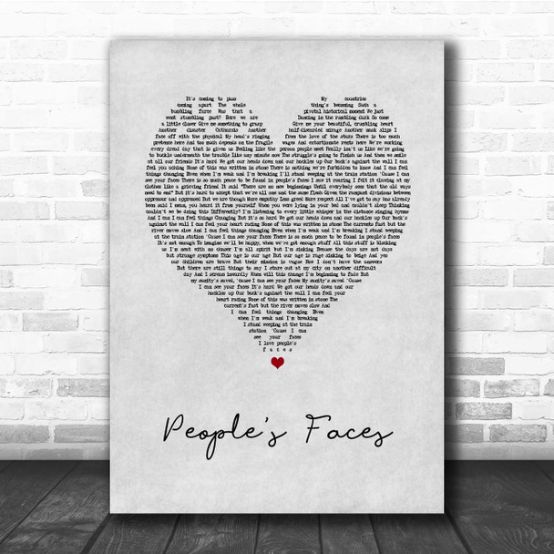 Kate Tempest People's Faces Grey Heart Song Lyric Print