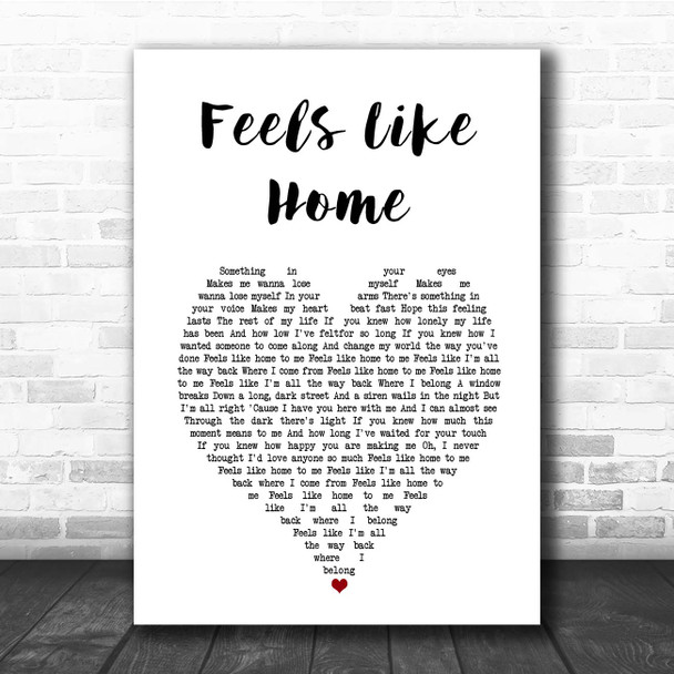 Katie Melua Feels Like Home White Heart Song Lyric Print