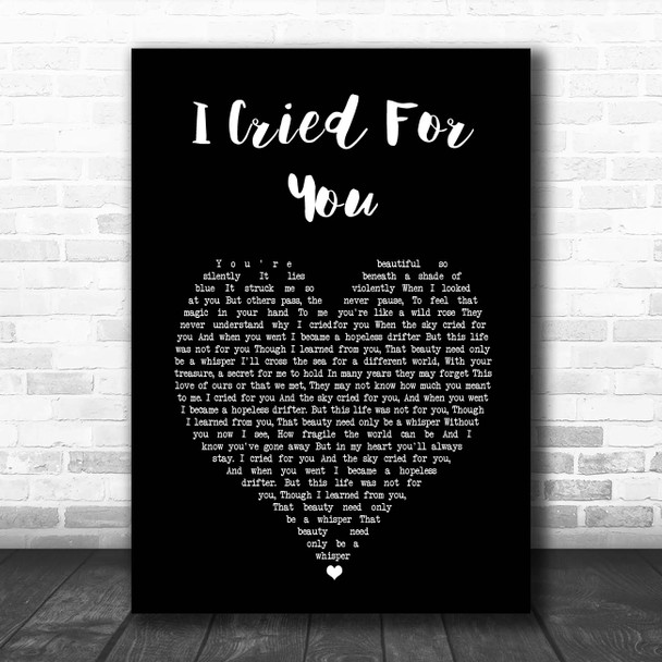 Katie Melua I Cried For You Black Heart Song Lyric Print