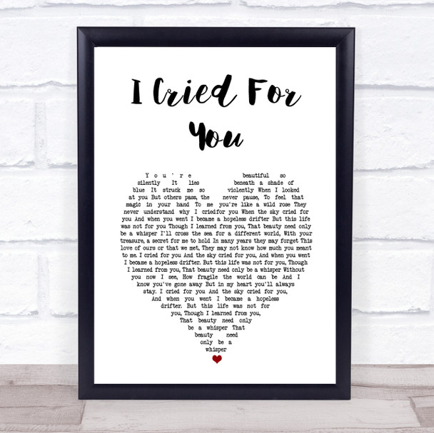 Katie Melua I Cried For You White Heart Song Lyric Print