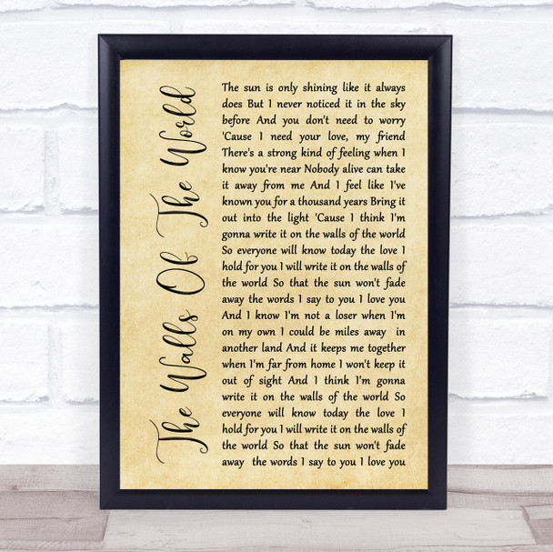 Katie Melua The Walls Of The World Rustic Script Song Lyric Print