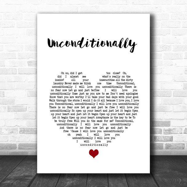 Katy Perry Unconditionally White Heart Song Lyric Print