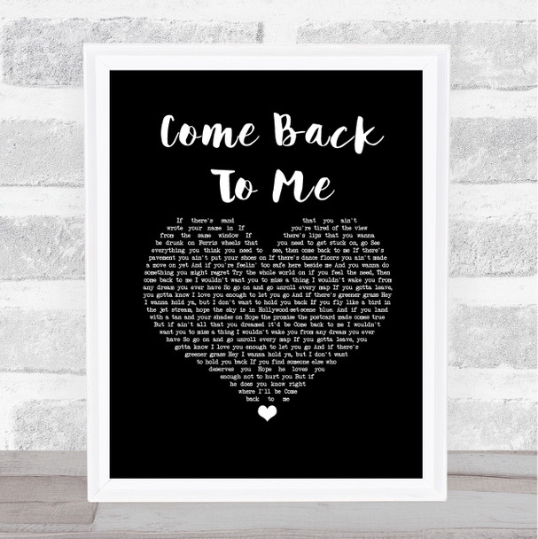 Keith Urban Come Back To Me Black Heart Song Lyric Print