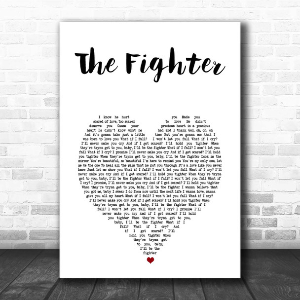 Keith Urban The Fighter White Heart Song Lyric Print