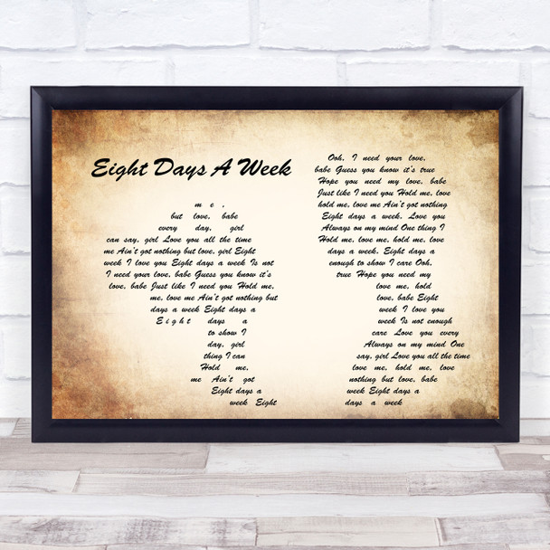 The Beatles Eight Days A Week Man Lady Couple Song Lyric Music Wall Art Print