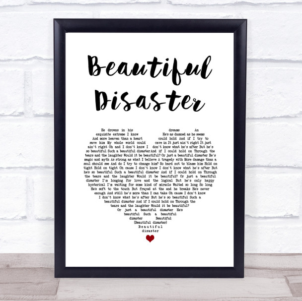 Kelly Clarkson Beautiful Disaster White Heart Song Lyric Print