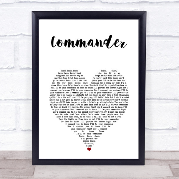 Kelly Rowland ft. David Guetta Commander White Heart Song Lyric Print