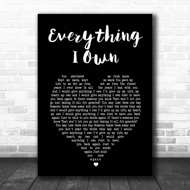 Ken Boothe Everything I Own Black Heart Song Lyric Print