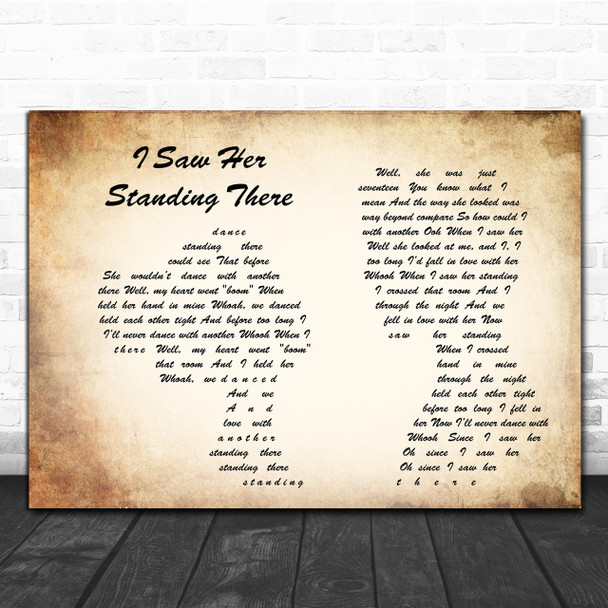 The Beatles I Saw Her Standing There Man Lady Couple Song Lyric Music Wall Art Print