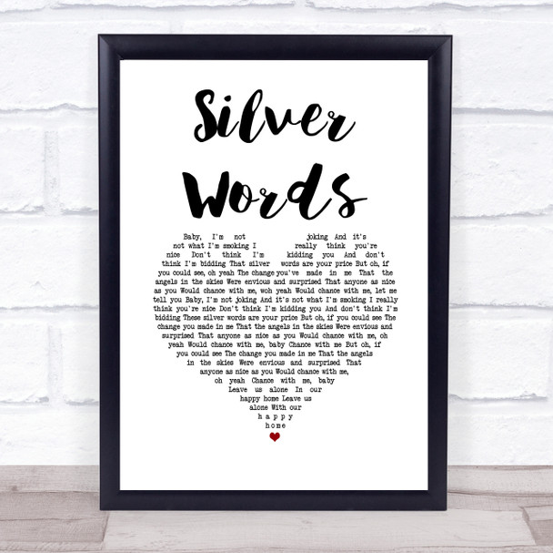 Ken Boothe Silver Words White Heart Song Lyric Print