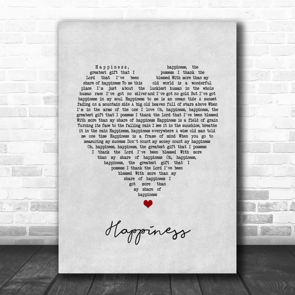 Ken Dodd Happiness Grey Heart Song Lyric Print