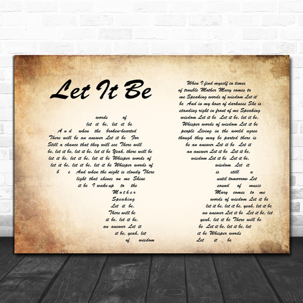 The Beatles Let It Be Man Lady Couple Song Lyric Music Wall Art Print