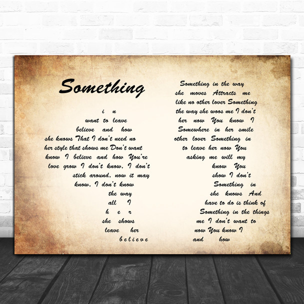 The Beatles Something Man Lady Couple Song Lyric Music Wall Art Print