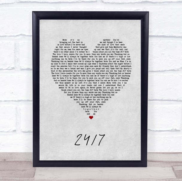 Kevon Edmonds 247 Grey Heart Song Lyric Print