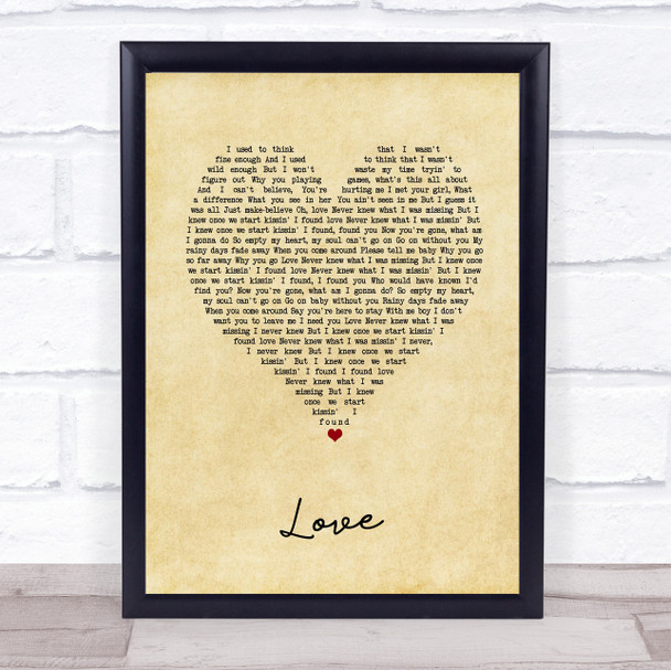 Keyshia Cole Love Vintage Heart Song Lyric Print