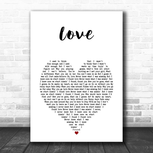 Keyshia Cole Love White Heart Song Lyric Print