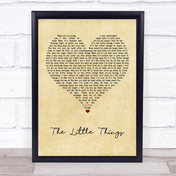 Keywest The Little Things Vintage Heart Song Lyric Print