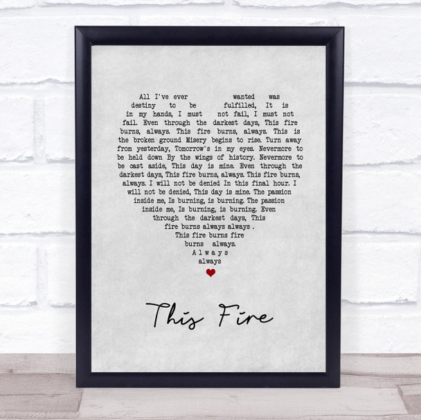 Killswitch Engage This Fire Grey Heart Song Lyric Print