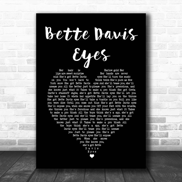 Kim Carnes Bette Davis Eyes Black Heart Song Lyric Print