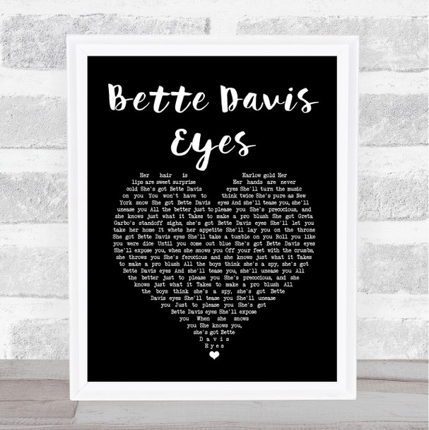 Kim Carnes Bette Davis Eyes Black Heart Song Lyric Print