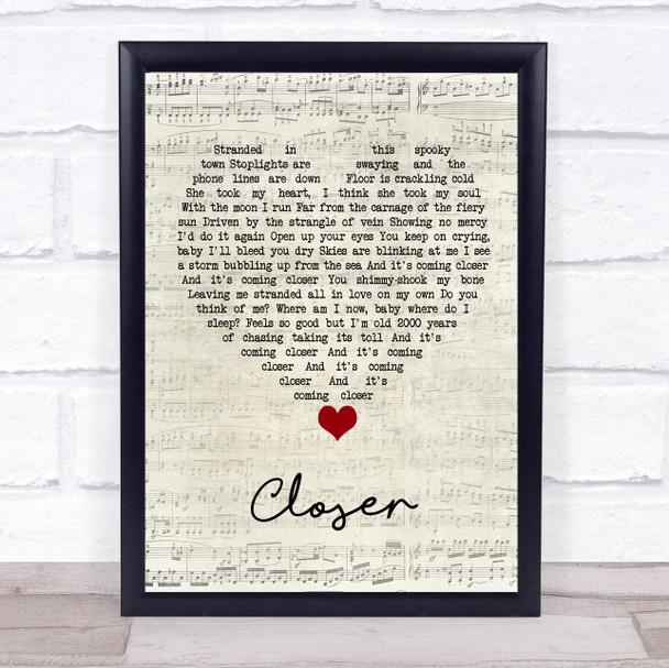 Kings Of Leon Closer Script Heart Song Lyric Print