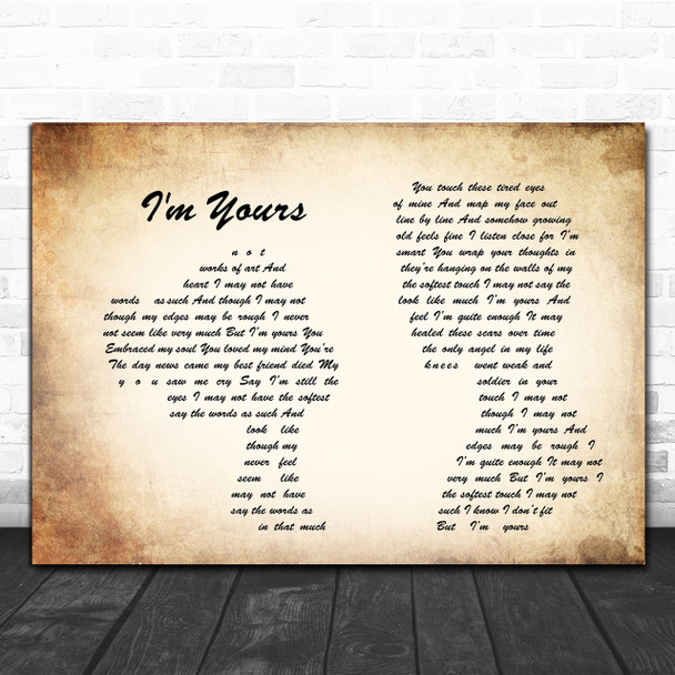 The Script I'm Yours Man Lady Couple Song Lyric Music Wall Art Print