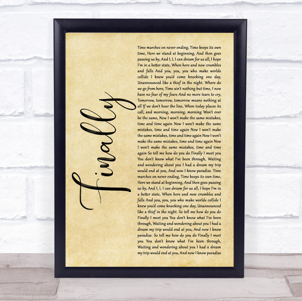 Kings of Tomorrow Finally Rustic Script Song Lyric Print