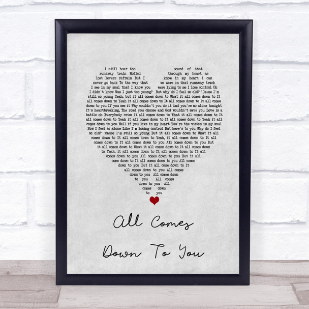 Kodaline All Comes Down To You Grey Heart Song Lyric Print