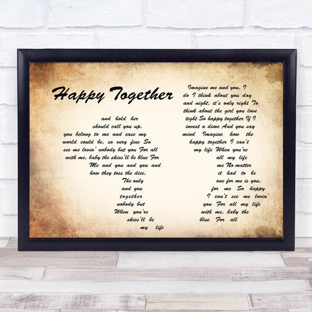 The Turtles Happy Together Man Lady Couple Song Lyric Music Wall Art Print