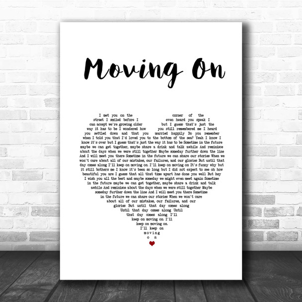 Kodaline Moving On White Heart Song Lyric Print