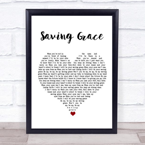 Kodaline Saving Grace White Heart Song Lyric Print