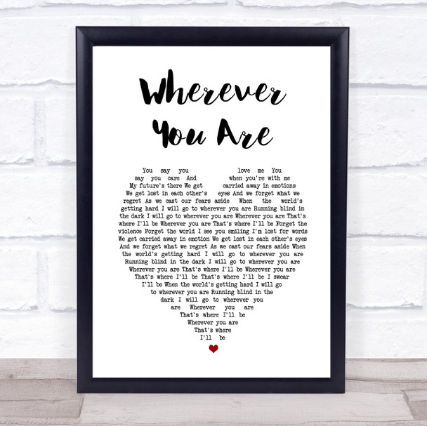 Kodaline Wherever You Are White Heart Song Lyric Print