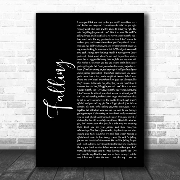 Krept & Konan Falling Black Script Song Lyric Print