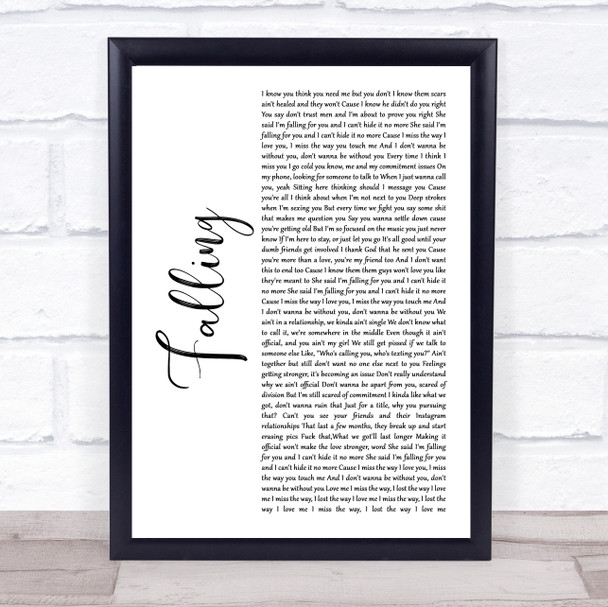 Krept & Konan Falling White Script Song Lyric Print