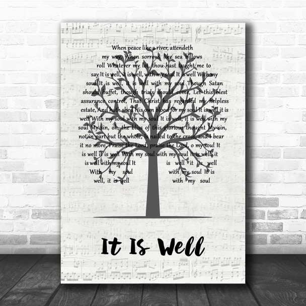 Kutless It Is Well Music Script Tree Song Lyric Print