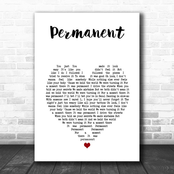 Kygo Permanent White Heart Song Lyric Print