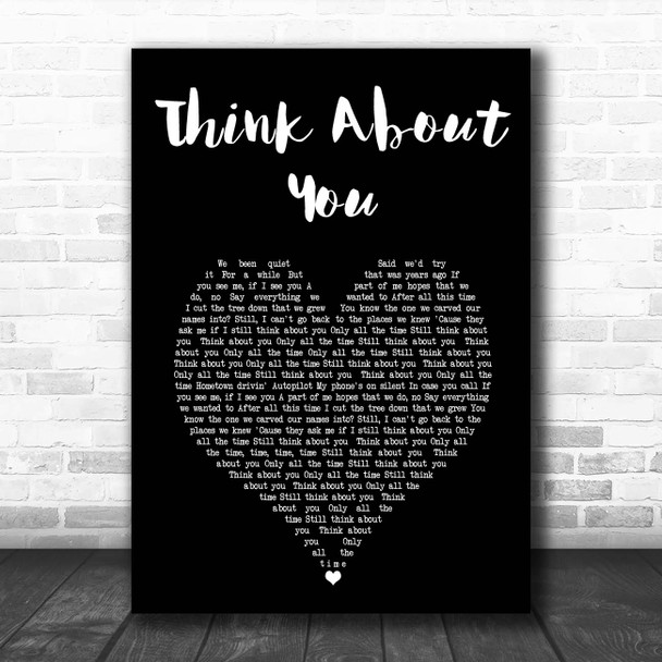 Kygo Think About You Black Heart Song Lyric Print
