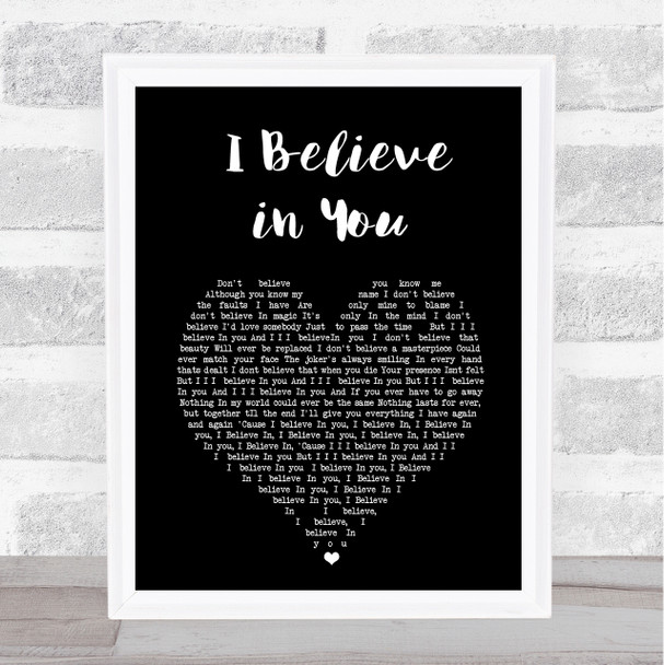 Kylie Minogue I Believe In You Black Heart Song Lyric Print