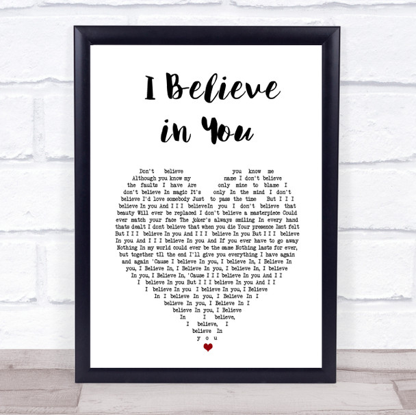 Kylie Minogue I Believe In You White Heart Song Lyric Print