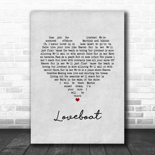 Kylie Minogue Loveboat Grey Heart Song Lyric Print