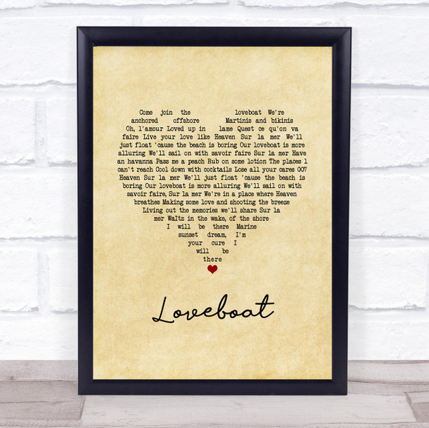 Kylie Minogue Loveboat Vintage Heart Song Lyric Print