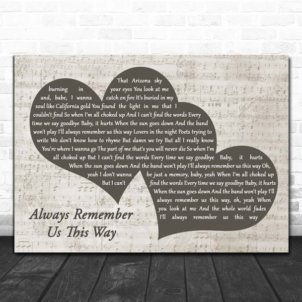 Lady Gaga Always Remember Us This Way Landscape Music Script Two Hearts Song Lyric Print