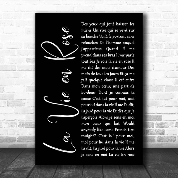 Lady Gaga La Vie en Rose Black Script Song Lyric Print