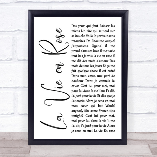 Lady Gaga La Vie en Rose White Script Song Lyric Print