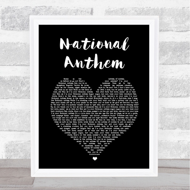 Lana Del Rey National Anthem Black Heart Song Lyric Print