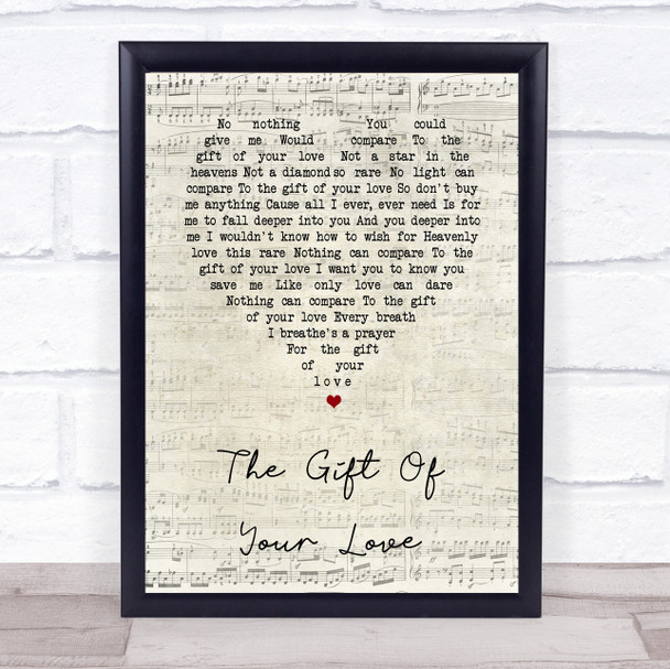 LeAnn Rimes The Gift Of Your Love Script Heart Song Lyric Print