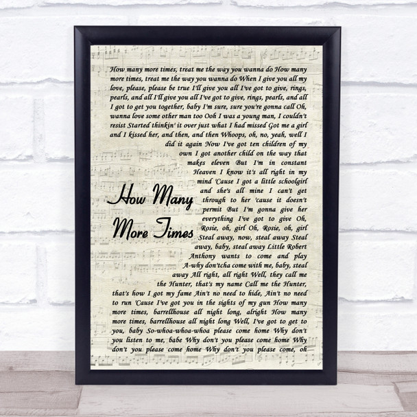 Led Zeppelin How Many More Times Vintage Script Song Lyric Print