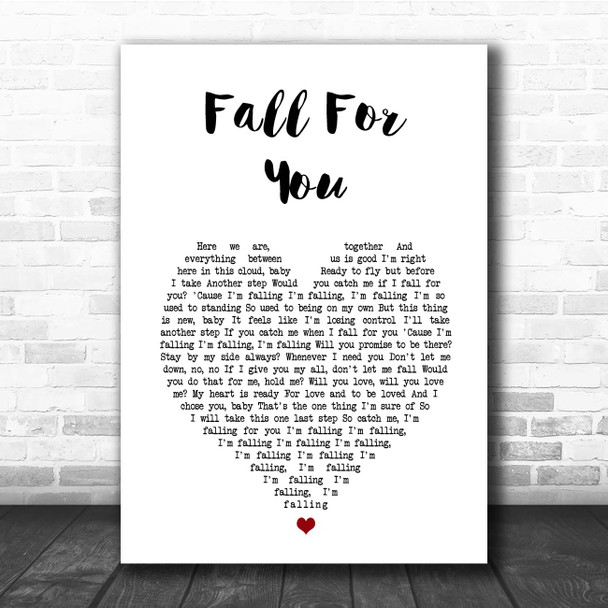 Leela James Fall For You White Heart Song Lyric Print
