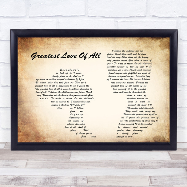 Whitney Houston Greatest Love Of All Man Lady Couple Song Lyric Music Wall Art Print